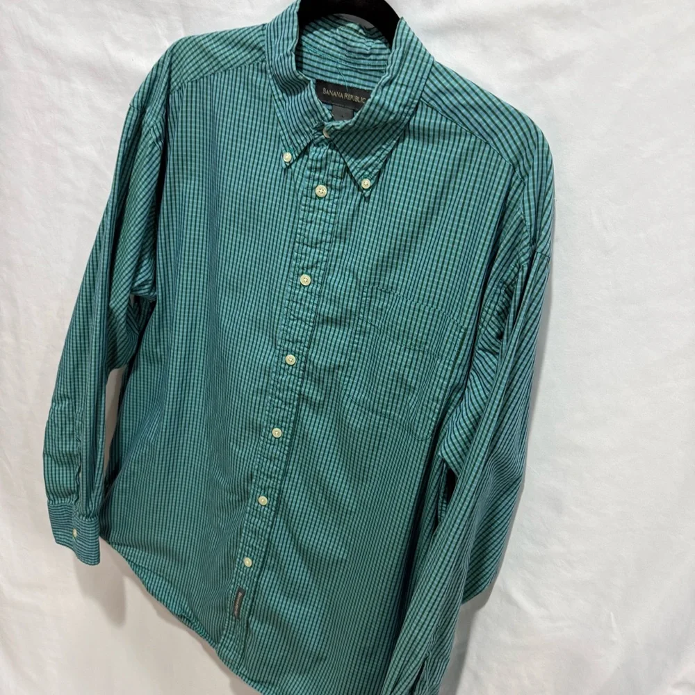 Banana Republic‎ Mens Large Gingham Button Down Shirt Preppy Smart Casual Ivy